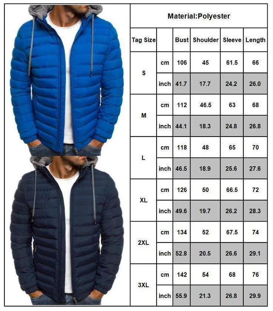 Winter Mens Hooded Bubble Coat Padded Puffer Jacket Comfy Quilted Zip Up Outwear 2