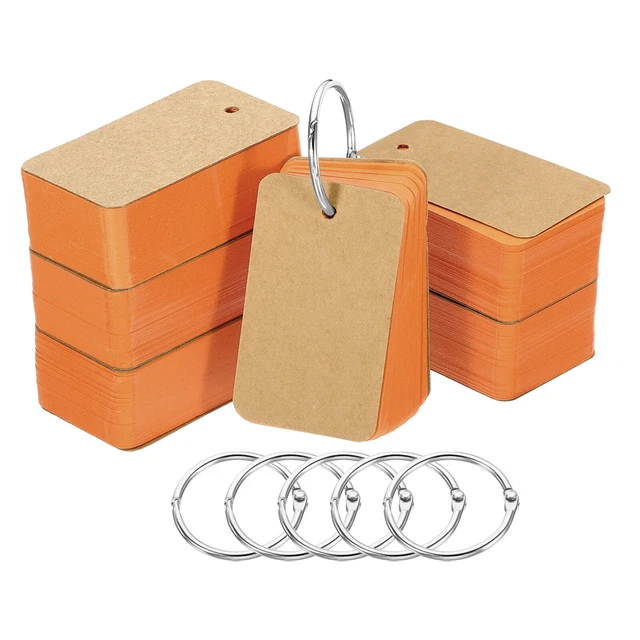 2.8" x 1.5" Blank Flash Cards with Rings Study Card Index Cards, Orange 600pcs