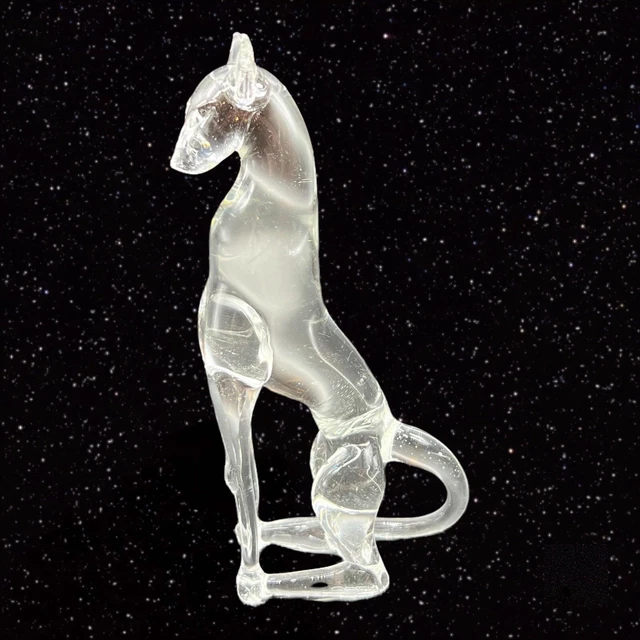 Vintage Art Glass Jaguar Leopard Cat Figurine Paperweight Cat Figure 5”T 3”W