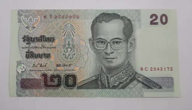 2003 - Bank of Thailand - 20 Baht Banknote, Serial No. 9C 2543172, King Rama IX