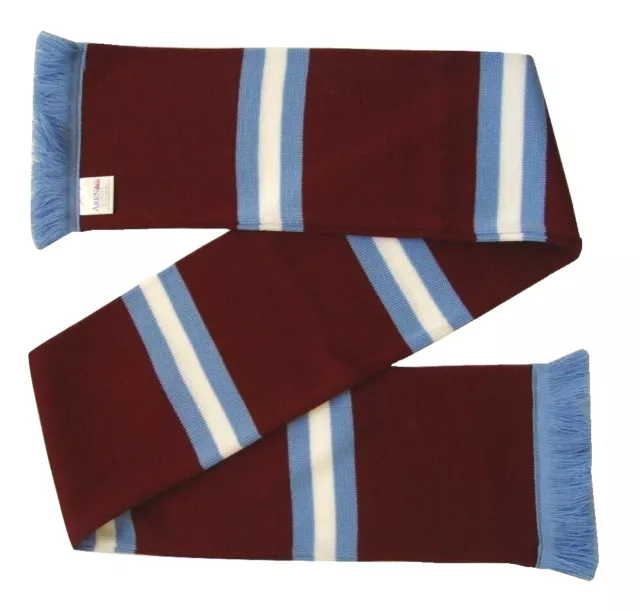 West Ham Supporters Claret, Blue, and White Retro Bar Scarf - Made in UK