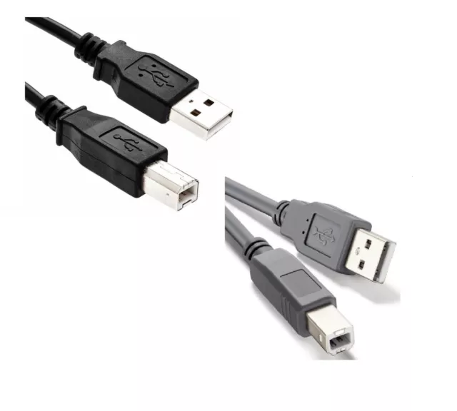 0.5m 1m 1.8m 2m 3m 5m USB 2.0 High Speed Cable Printer Lead A to B Black & Grey