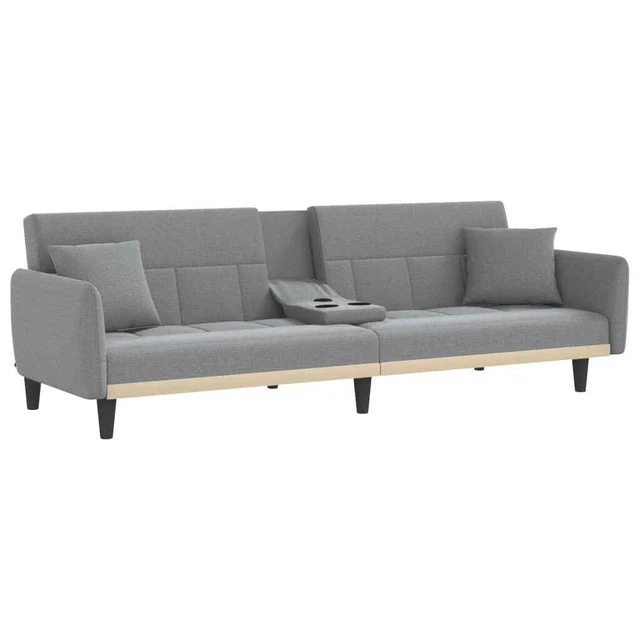 AX Divano Letto Grigio 2 Cuscini Tavolino Portabicchieri 2USB Regolabile 351869