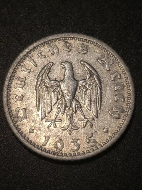 Germany 1935 Third Reich  50 reichspfennig  aluminium  22mm circulated coin...