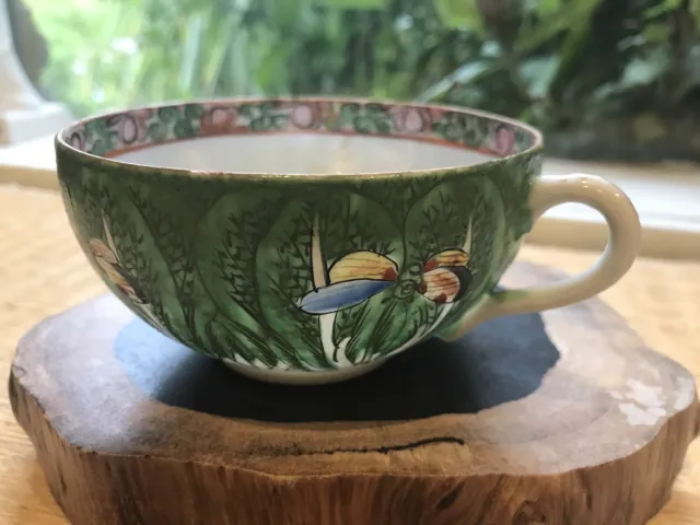 Antique Chinese Cabbage Grain Famille Rose Eggshell Porcelain Cup