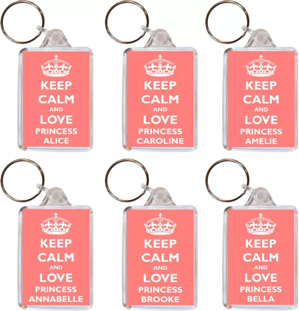 Keep Calm and Love Princess * MANY NAMES * Double Sided Keyring Name Tag Present