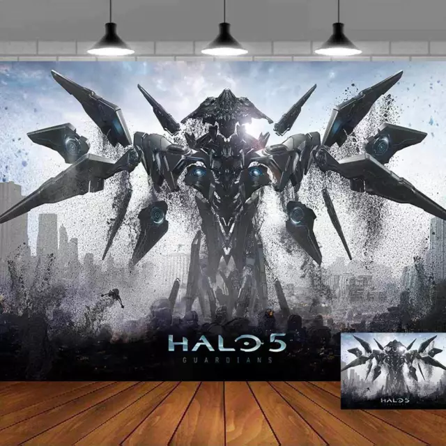 Banner de fondo Halo Feliz cumpleaños videojuego vinilo fiesta decoración 5x3 ft