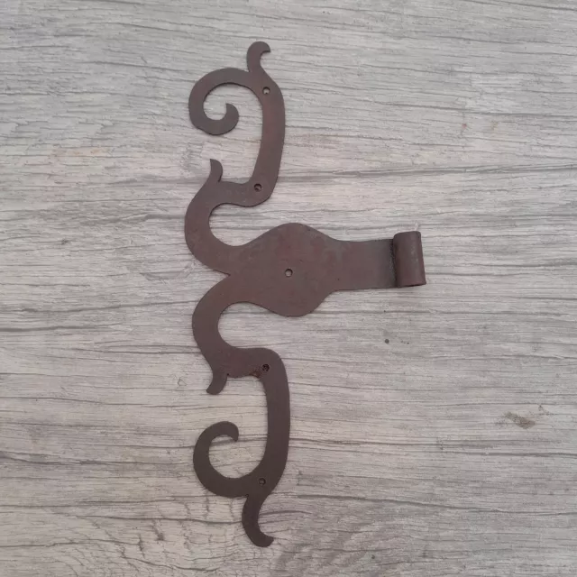 Vintage iron handmade french german gothic gate door hinges ornate rusty
