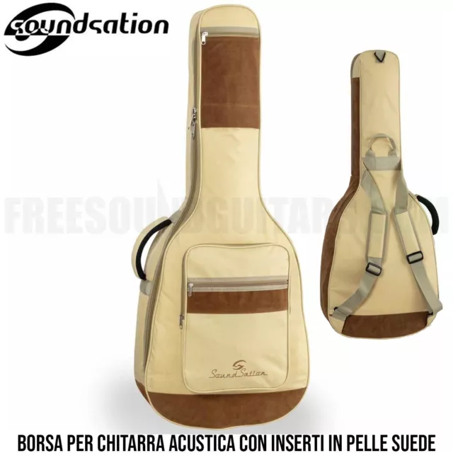 SOUNDSATION SUEDE-A-HC Borsa chitarra acustica Imbottita 10mm inserti in pelle