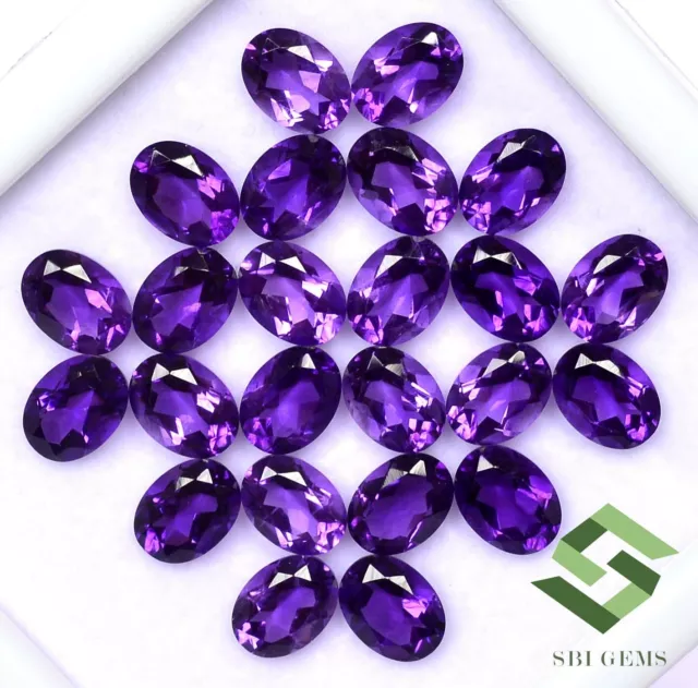 8x6 mm Natural Amethyst Oval Cut 27.60 CTS Lot 25 Pcs Calibrated Loose Gemstones