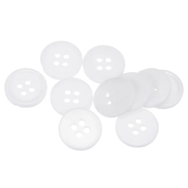 10pcs 24L Sewing Buttons 5/8" Resin Round Flat 4-Hole Craft Buttons, White