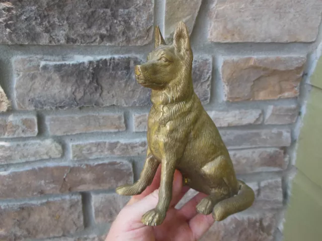 Vintage 7" Solid Brass German Shepherd Dog Figure Figurine Vintage 7" Solid Brass German Shepherd Dog Figure Figurine