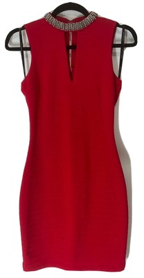 GUESS Womens Red Sleeveless Keyhole Mini Sheath Cocktail Sexy Dress