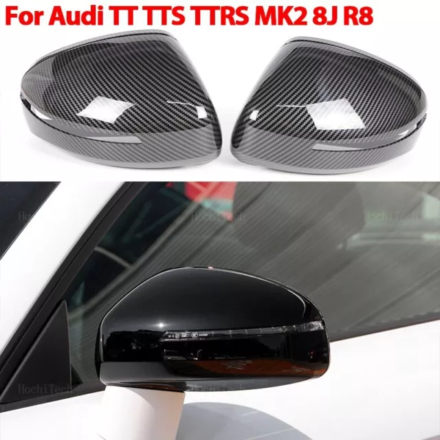 2x Carbon Pattern Side Mirror Cover Cap For Audi TT TTS RS 8J MK2 2007-2014 R8