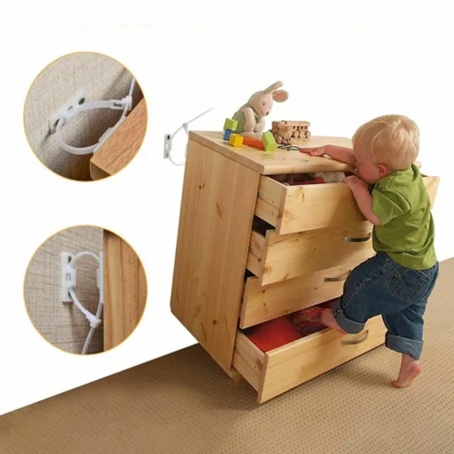 Anti Tip Furniture  Kit Baby Proofing Furniture Straps Protect Toddler Falling e