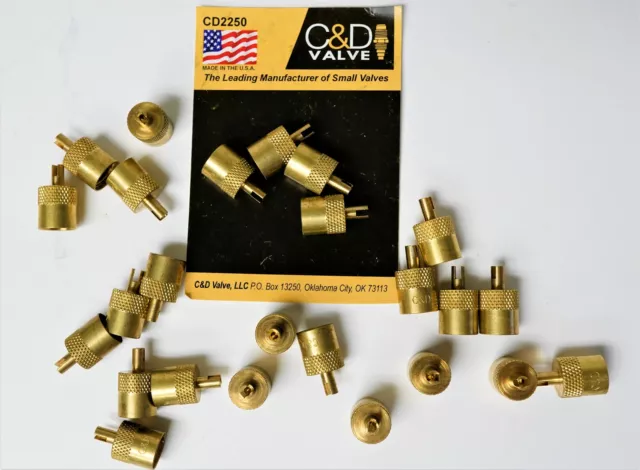 C&D Valve CD2250 Package of 25 1/4" Brass Flare Cap w/ Neoprene O-Ring