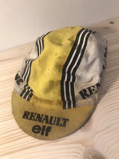 Casquette Cycliste Vintage Renault Elf – Années 70 – Acrylique Jaune/Noir