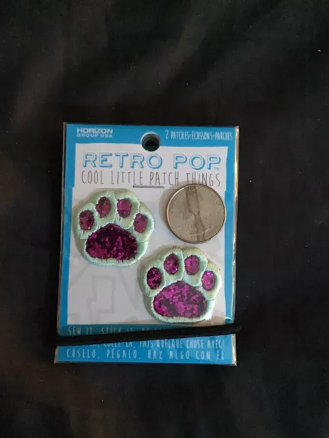 Lot Of 3 Glitter Paw Print Iron-On Sew-On Embroidered Applique  Retro Pop New 🐾