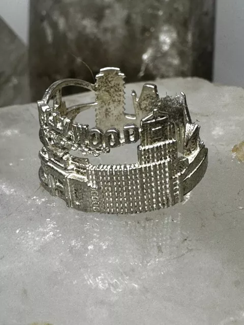 Hollywood  ring city architectural  band size 6 sterling silver women 2