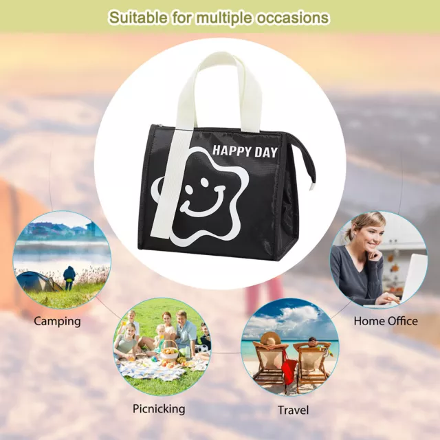 Bolsas de picnic triangulares portátiles película de aluminio aislado bolsa de almuerzo (negra)