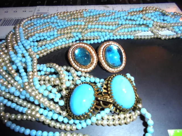 Vintage Jewellery Job Lot x 2 , inc., set , faux pearls , glass bead necklace