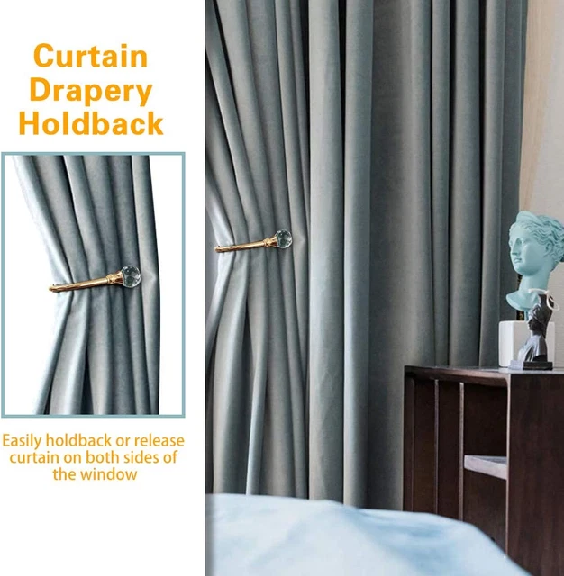 Curtain Holdbacks, Crystal Curtain Tieback Hooks Gold Metal Decorative Drapery C 6