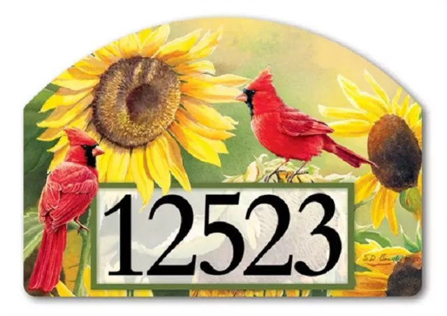 Yard Design Address Marker House Number Magnetic Sign SUNFLOWER CARDINAL  💗tw