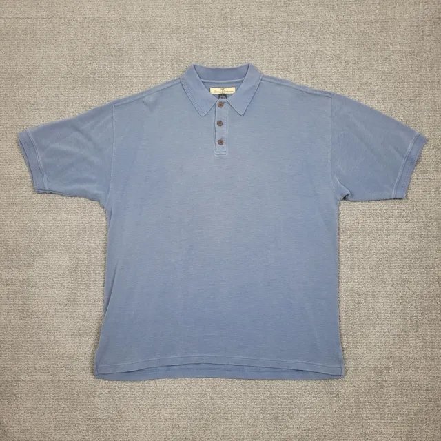 Tommy Bahama Polo Shirt Mens Large Silk Blend Short Sleeve Blue