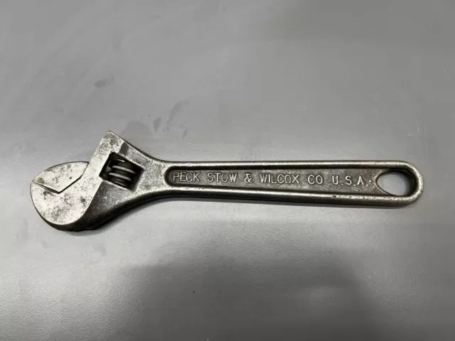 Vintage Peck Stow Wilcox Pexto 10" Adjustable Crescent Wrench - Vgc - Usa
