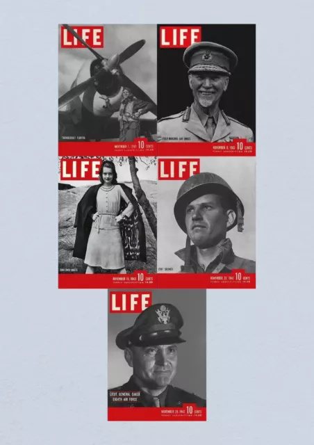 Life Magazine Lot of 5 Full Month of November 1943 1, 8, 15, 22, 29 WWII ERA