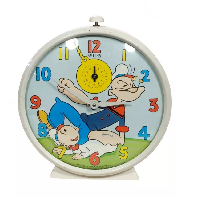 1960s POPEYE ANIMATED ALARM CLOCK by Smiths RARE Nice!