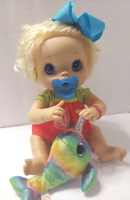 Baby Alive Hasbro 2010 Blonde Hair Interactive Doll WORKS Talks Poops Pees Dress