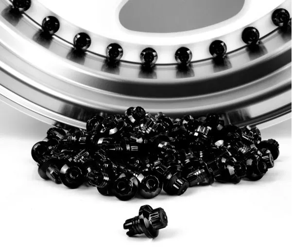 120 x Black Plastic Wheel Rivets Nuts Rim Lip Replacement Alloys Studs Rims BBS