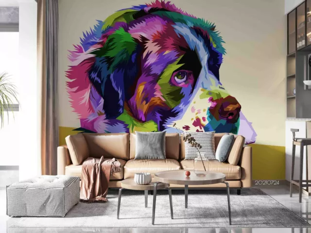 3D Colorfull Dog Wallpaper Wall Mural Removable Self-adhesive Sticker1739