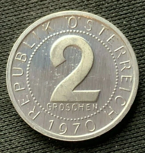 1970 Austria 2 Groschen Coin PROOF  ( 260K Minted )  Rare World Coin   #C156