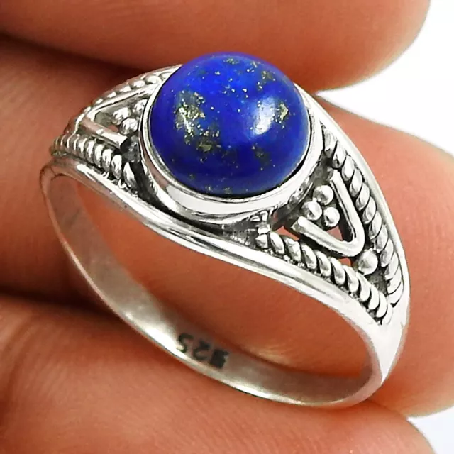 Neuf Ans Cadeau Fantaisie Taille Bague 8.5 925 Argent Naturel Lapis Lazuli Z18