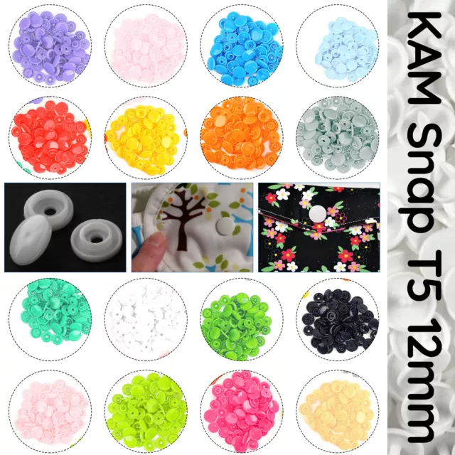 KAM SNAPS T5 Poppers Plastic Fasteners Snap 22 Colours for Clothing 440 Sets