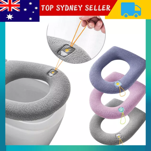 Soft Toilet Seat Bathroom Washable Warmer Cushion Mat Cover Pad Hook NEW Lid AU