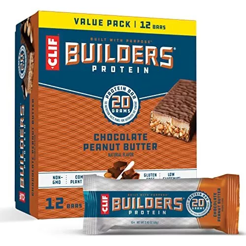 CLIF BUILDERS - Protein Bars - Chocolate Peanut Butter - 20g Protein - Gluten 12