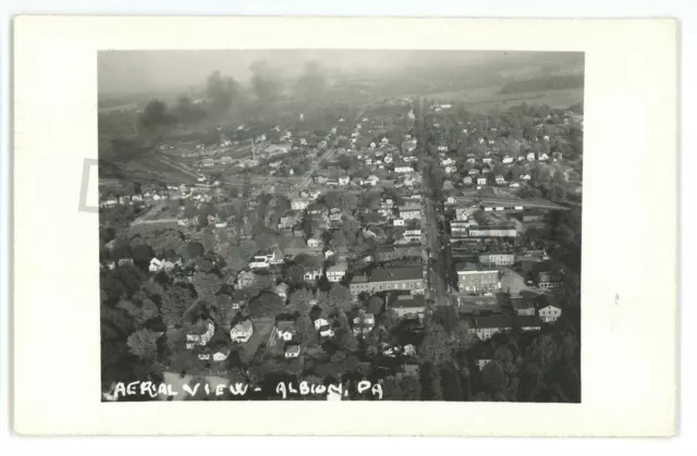 RPPC Aerial View of ALBION PA Erie County Real Photo Postcard