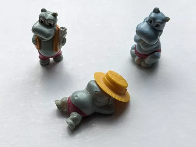 3 Figuren Happy Hippos von 1988 Wasser Walli, Bade Beppo und Happy Hippo Ü-Ei
