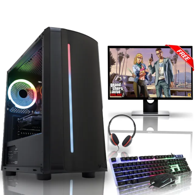 Fast Gaming PC Computer Bundle Intel Quad Core i5 8GB 1TB 2GB GT 710 Windows 10