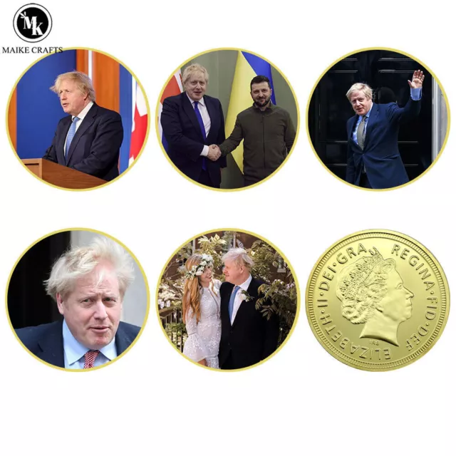 5pcs / Set British Prime Minister Boris Johnson Gold Coin Metal Coin Collection