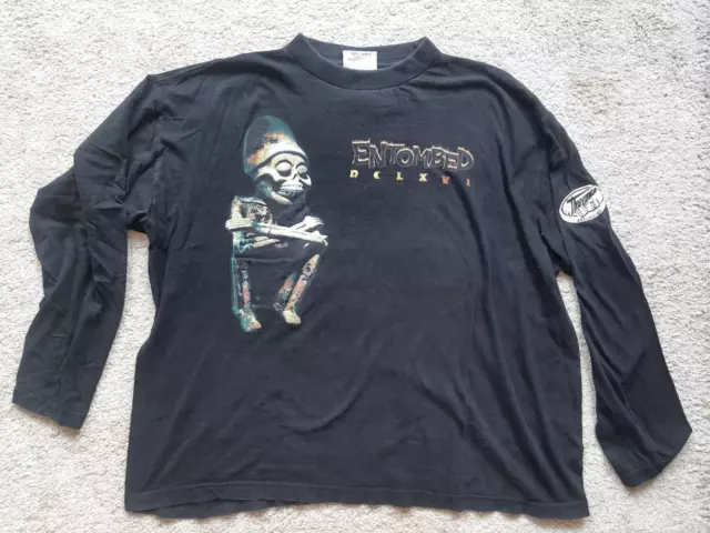 T-shirt tour a maniche lunghe ENTOMBED To Ride Shoot dritta vintage 1997 XL LP metallo