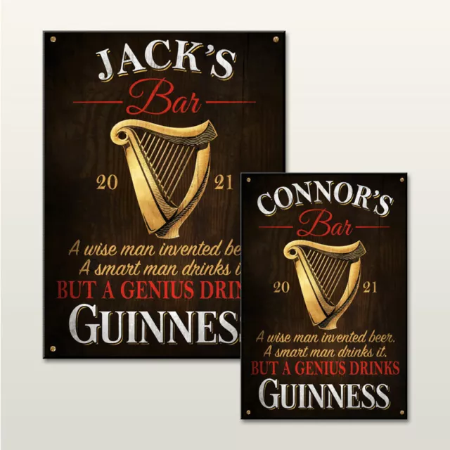 Personalisiertes Guinness Retro-Stil Home Bar Schild/Wandplakette Neuheit Geschenk