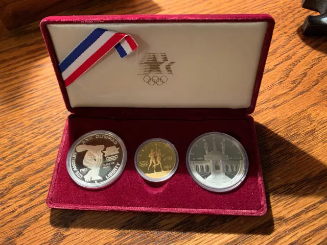 Gold & Silver 1983 & 1984 Olympics 3 Coin Commemorative Set - Proof