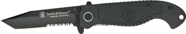 Smith & Wesson Special Tactical Pocket Folder Black Tanto Knife Serrated SWTACBS 2