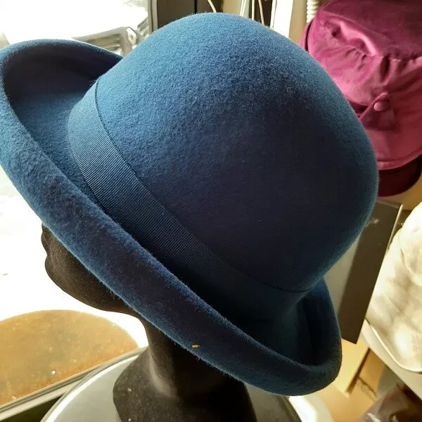 Cappello Bombetta Bluette Donna 100% Feltro di Lana Made in Italy varie taglie