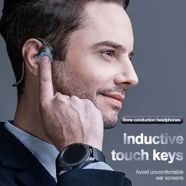 Bluetooth 5.0 Wireless Bone Conduction Headset Open Ear Outdoor Sport Headphones