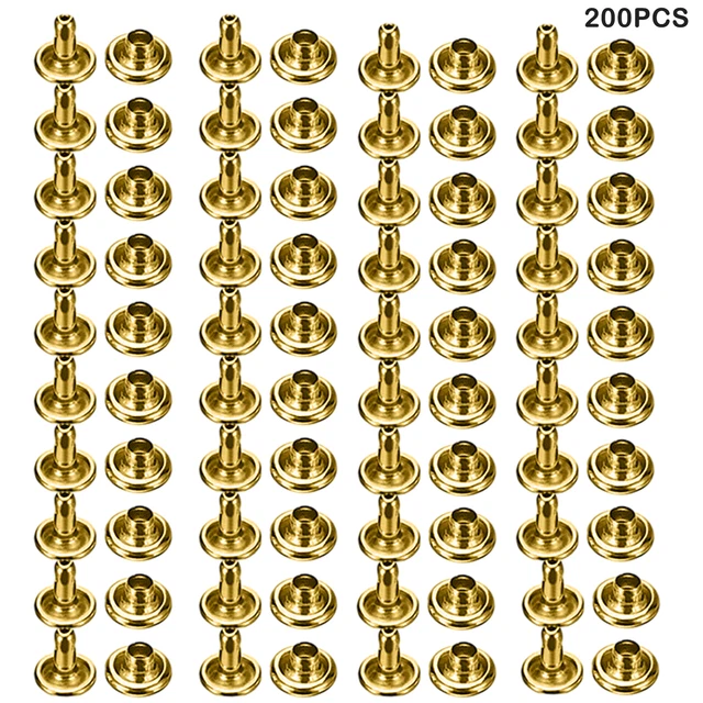 200pcs Double Round Cap Leather Rivets Tubular Metal Multi Purpose 6mm Anti Fade